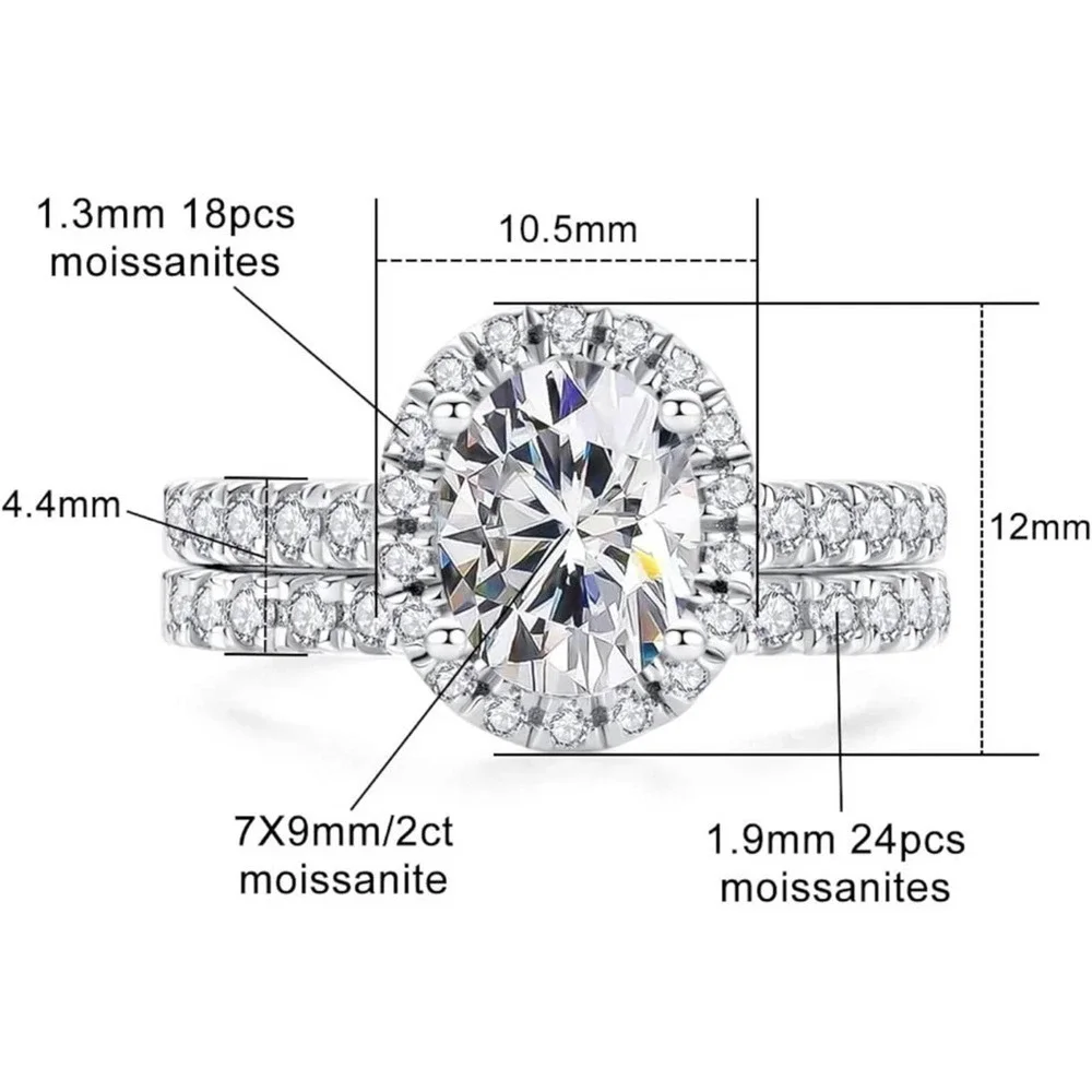 Moissanite Engagement Ring Oval Cut GRA Certified Wedding Anniversary 18K 925 - Picture 8 of 14